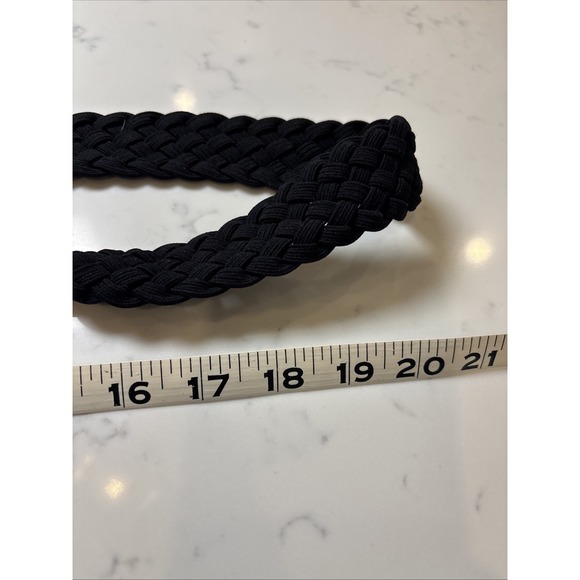 Chicos Southwest Boho Belt Turquoise Metal Round Buckle Fabric Black Braided XL - Picture 5 of 7